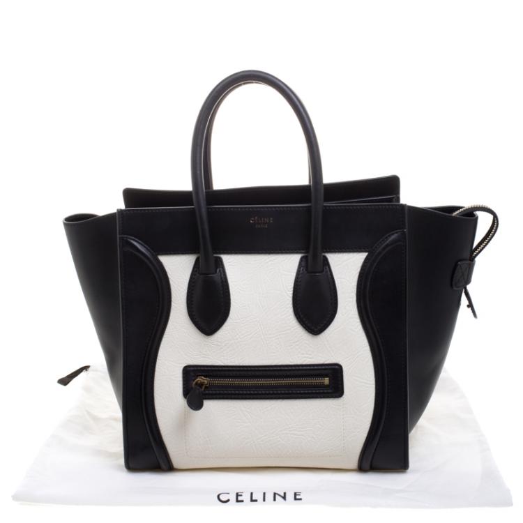 مملوكة مسبقًا Celine Black/White Leather Mini Luggage Tote