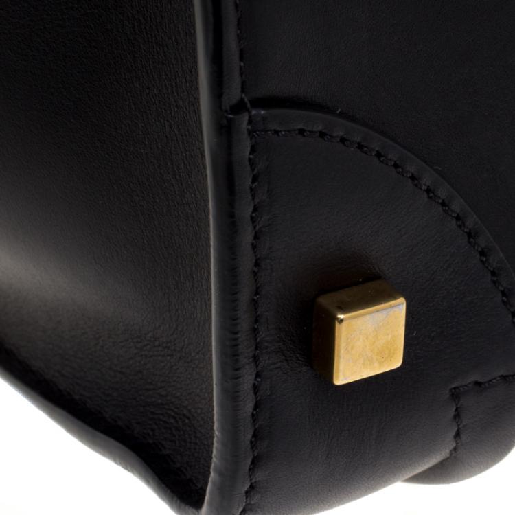 مملوكة مسبقًا Celine Black/White Leather Mini Luggage Tote
