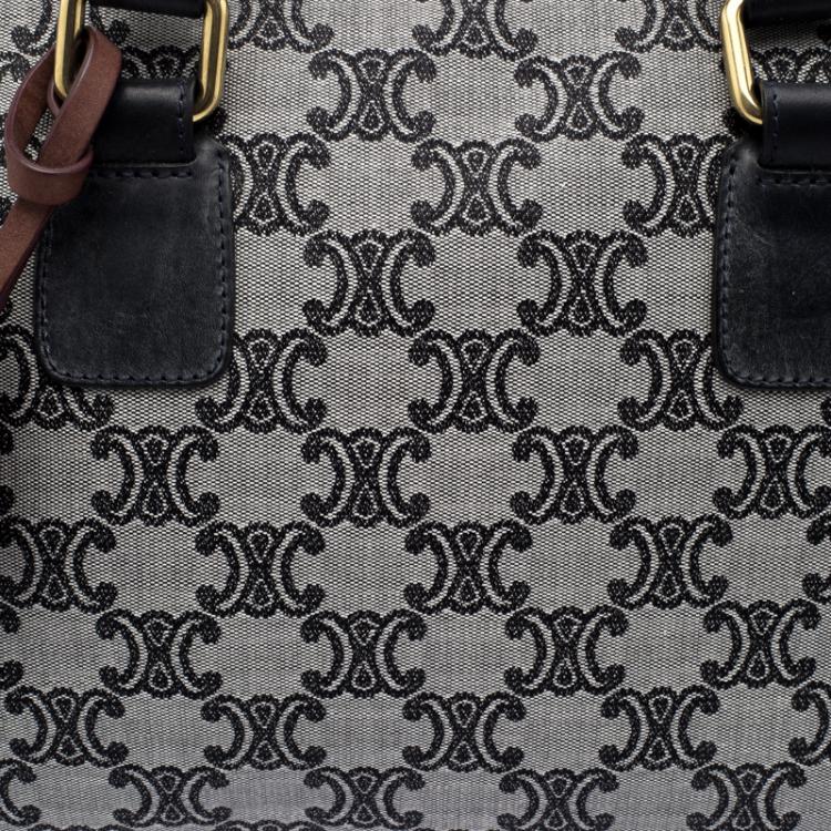 Pre Owned Celine Navy Blue Canvas and Leather Macadam Satchel