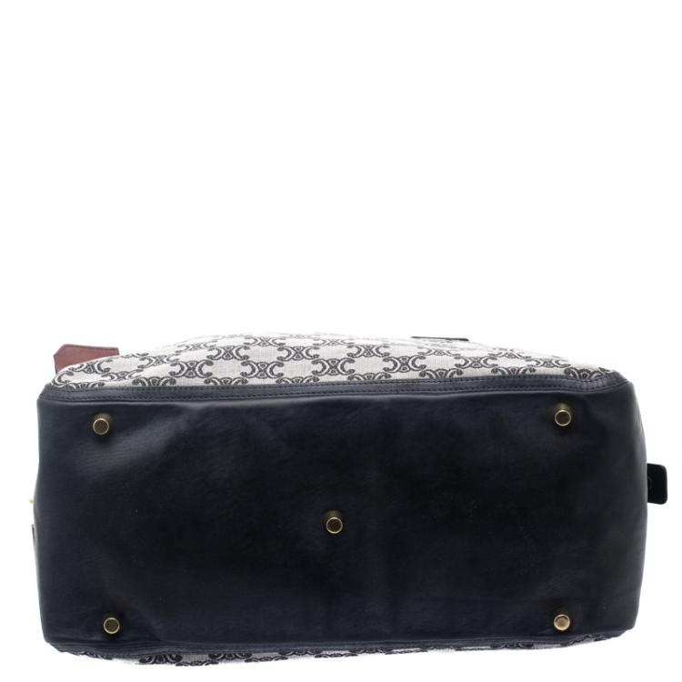 Pre Owned Celine Navy Blue Canvas and Leather Macadam Satchel