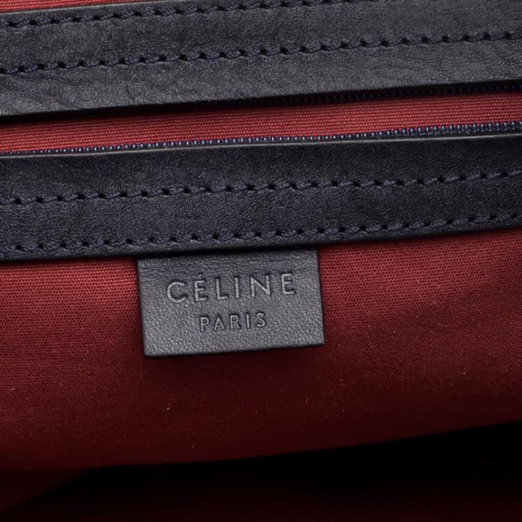Pre Owned Celine Navy Blue Canvas and Leather Macadam Satchel