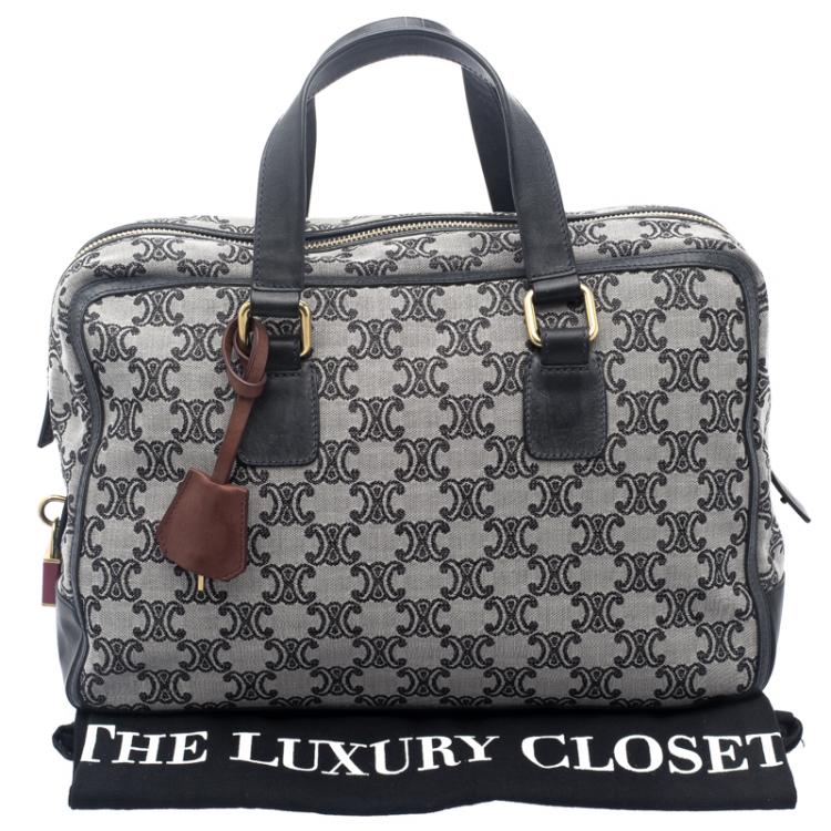 Pre Owned Celine Navy Blue Canvas and Leather Macadam Satchel