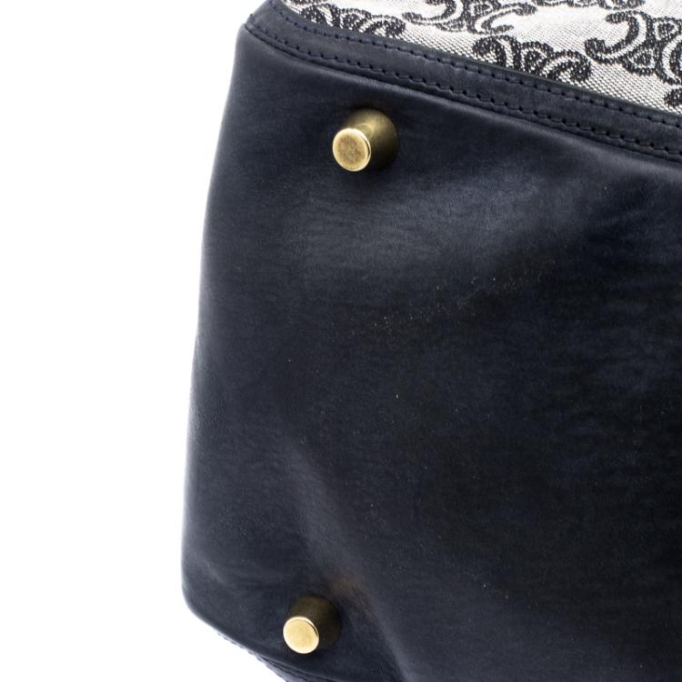 Pre Owned Celine Navy Blue Canvas and Leather Macadam Satchel