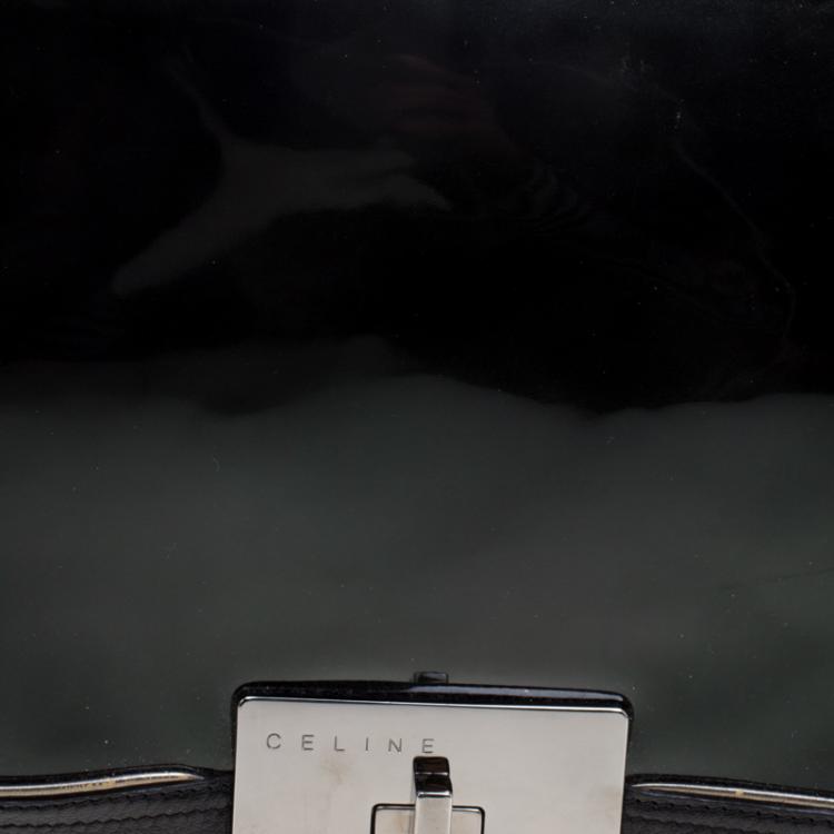 Pre Owned Celine Black Leather Turnlock Chain Shoulder Bag