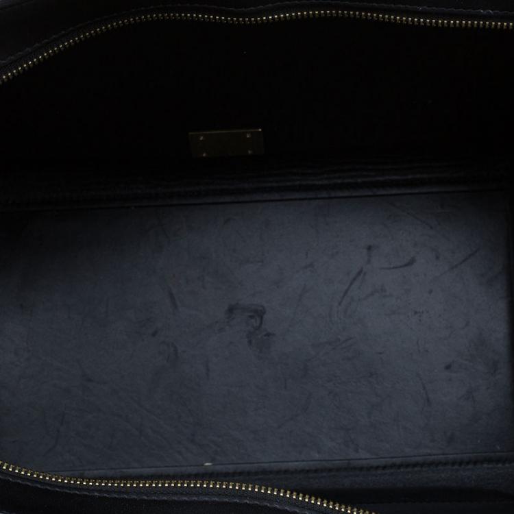 Pre Owned Celine Black Hornback Croc Leather Small Trapeze Top Handle Bag