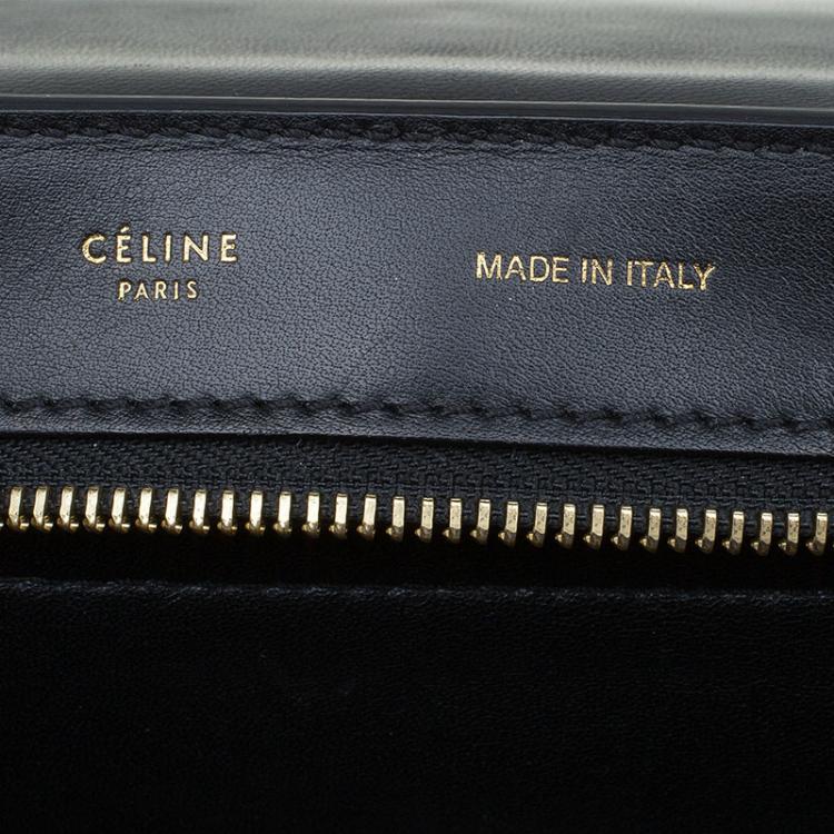 Pre Owned Celine Black Hornback Croc Leather Small Trapeze Top Handle Bag