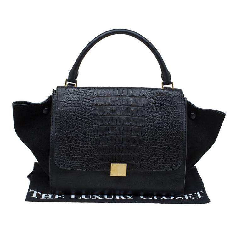 celine trapeze croc embossed