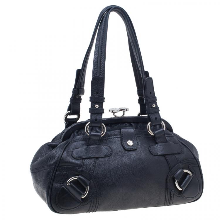 Pre Owned Celine Black Leather Framed Satchel