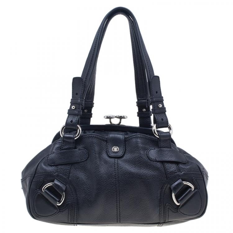 Pre Owned Celine Black Leather Framed Satchel