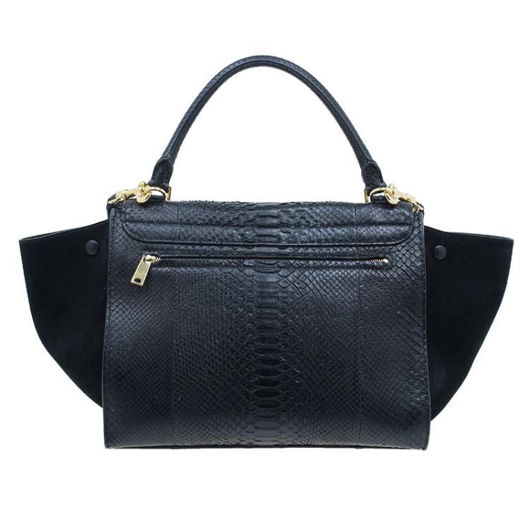 Pre Owned Celine Black Python Trapeze Top Handle Bag