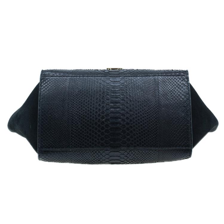 Pre Owned Celine Black Python Trapeze Top Handle Bag