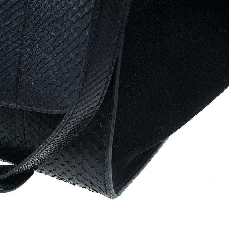Pre Owned Celine Black Python Trapeze Top Handle Bag