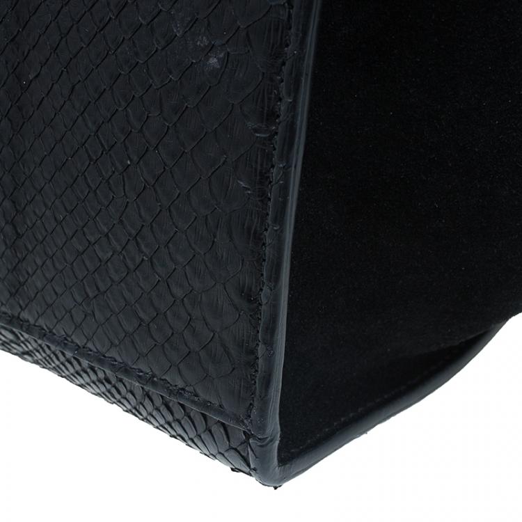 Pre Owned Celine Black Python Trapeze Top Handle Bag
