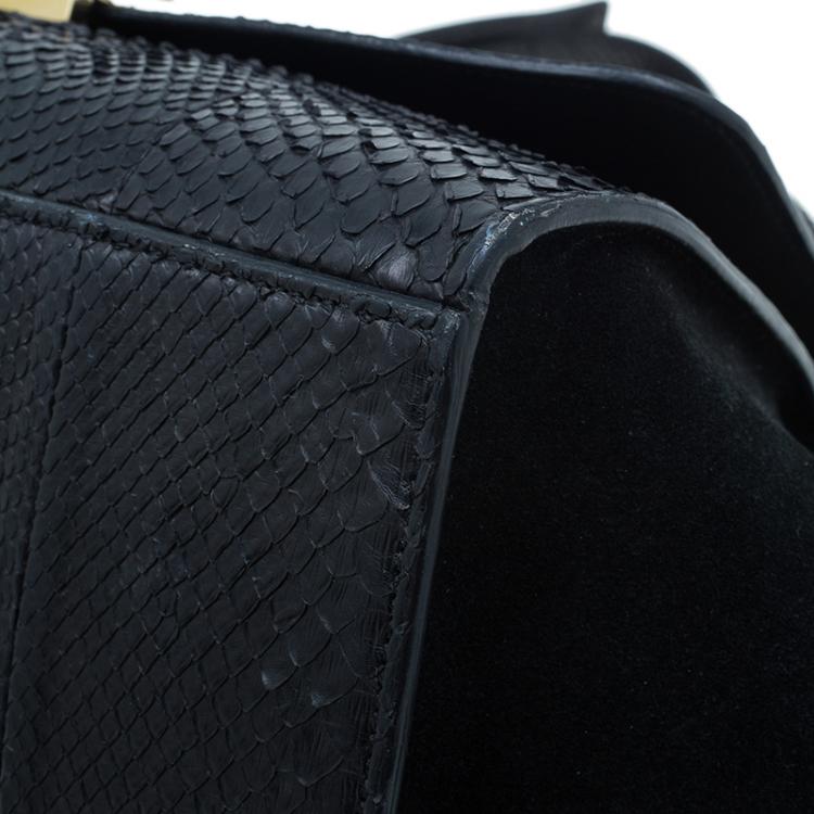 Pre Owned Celine Black Python Trapeze Top Handle Bag