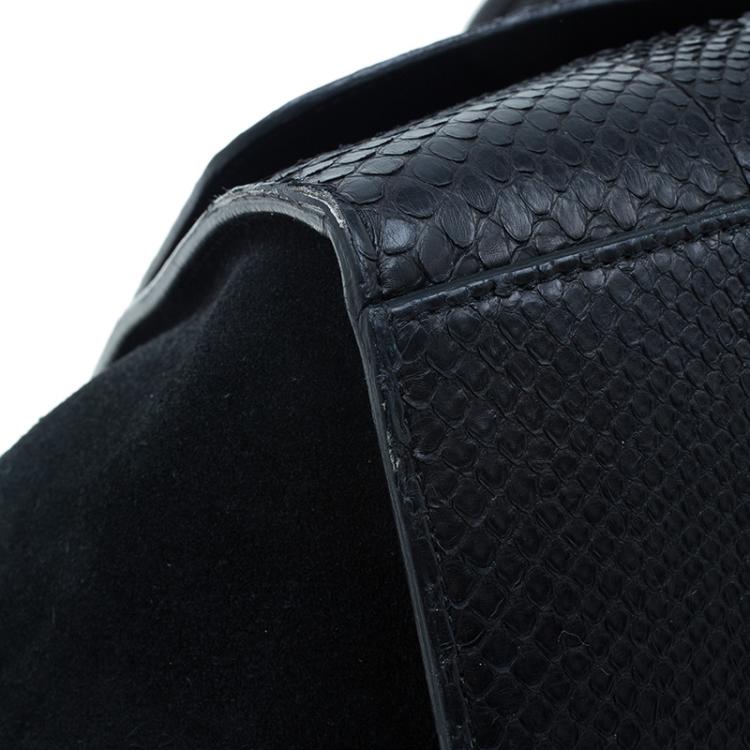 Pre Owned Celine Black Python Trapeze Top Handle Bag