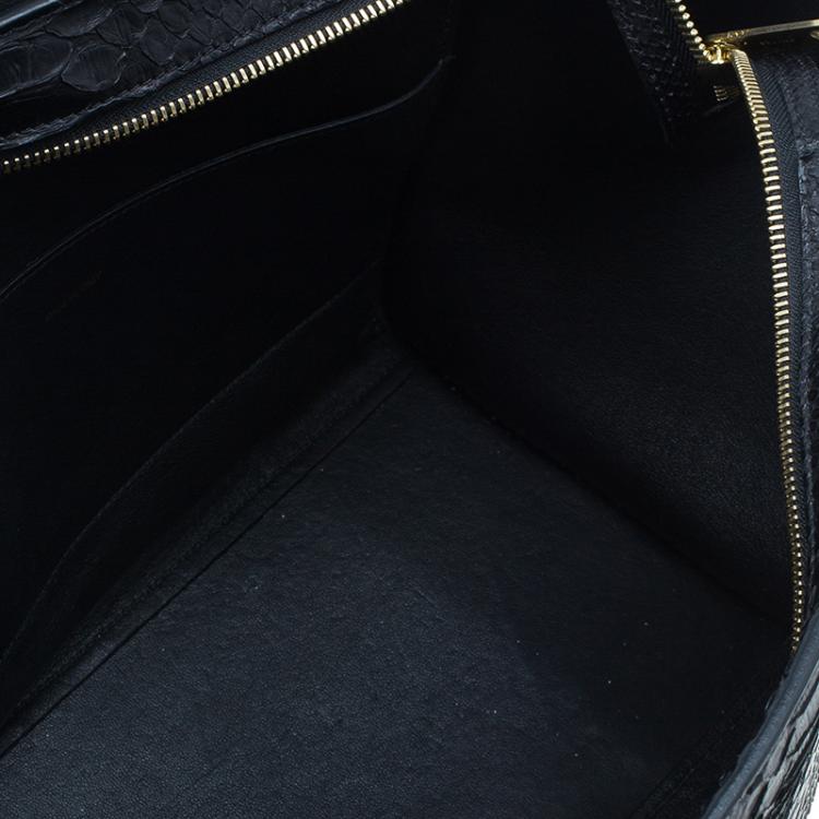 Pre Owned Celine Black Python Trapeze Top Handle Bag