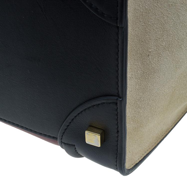 Pre Owned Celine Tri-Color Leather Mini Luggage Tote