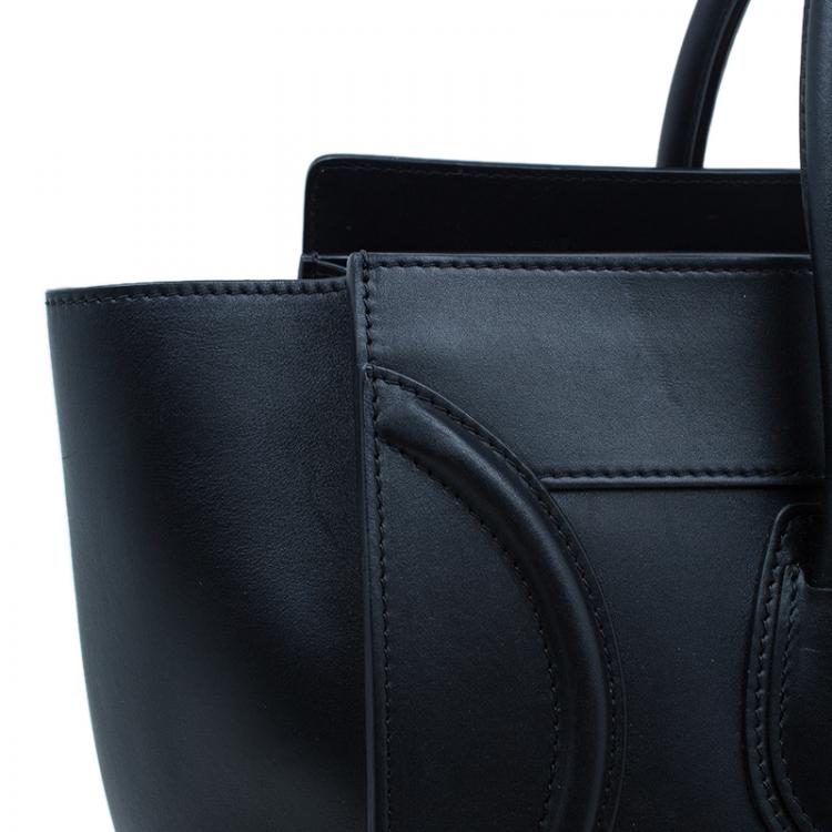 Pre Owned Celine Black Leather Mini Luggage Tote