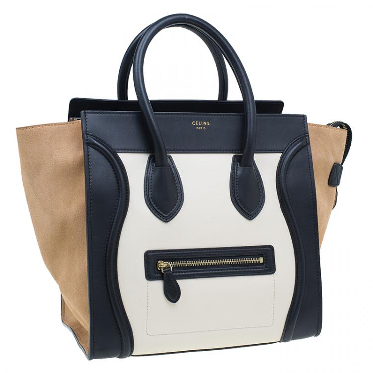 Pre Owned Celine Tri-Color Leather Mini Luggage Tote