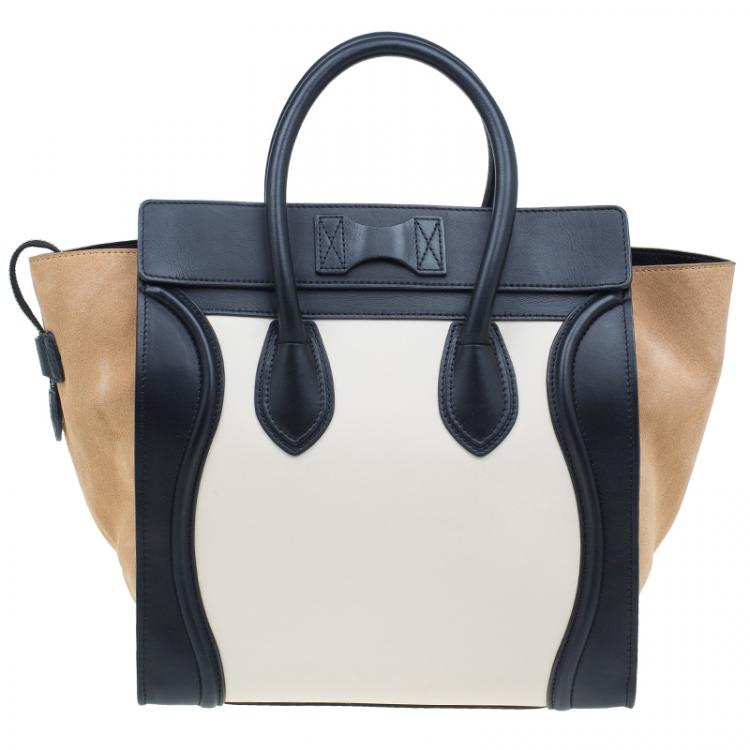 Pre Owned Celine Tri-Color Leather Mini Luggage Tote