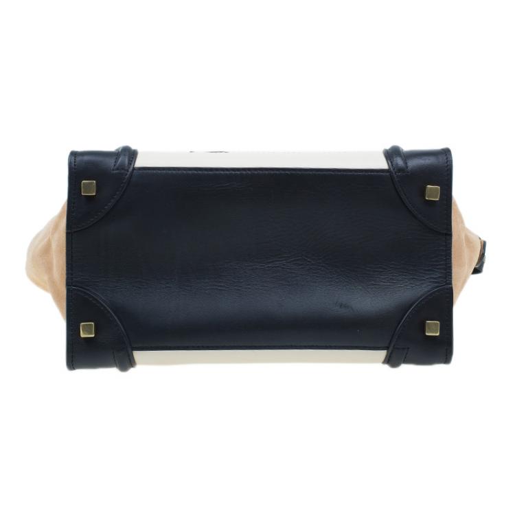 Pre Owned Celine Tri-Color Leather Mini Luggage Tote