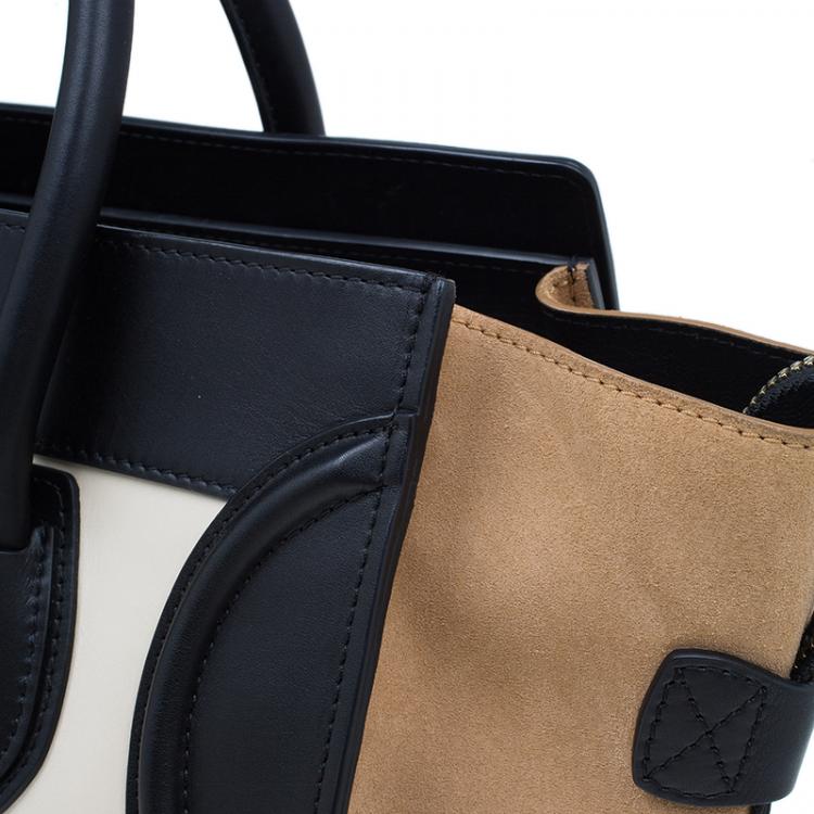 Pre Owned Celine Tri-Color Leather Mini Luggage Tote