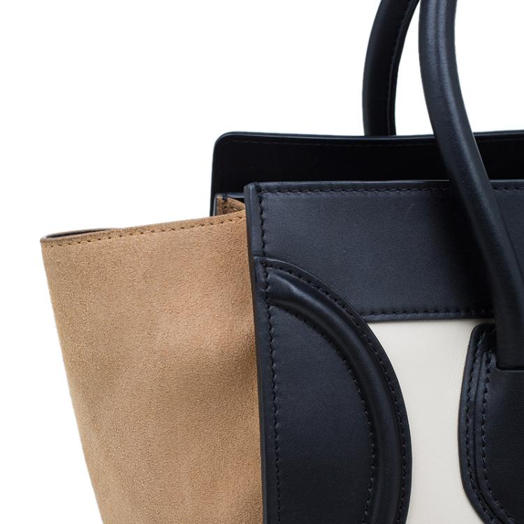 Pre Owned Celine Tri-Color Leather Mini Luggage Tote