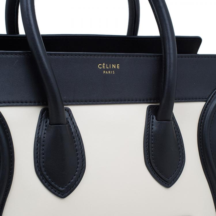 Pre Owned Celine Tri-Color Leather Mini Luggage Tote