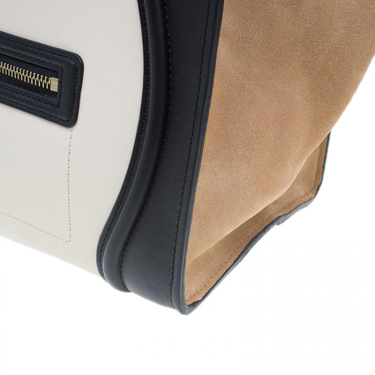 Pre Owned Celine Tri-Color Leather Mini Luggage Tote