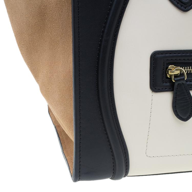 Pre Owned Celine Tri-Color Leather Mini Luggage Tote