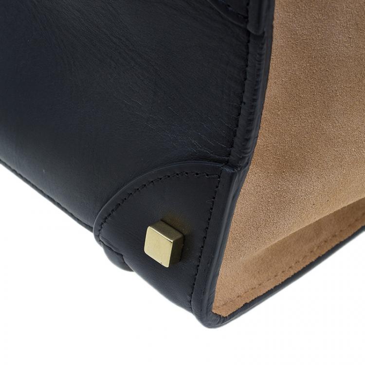 Pre Owned Celine Tri-Color Leather Mini Luggage Tote