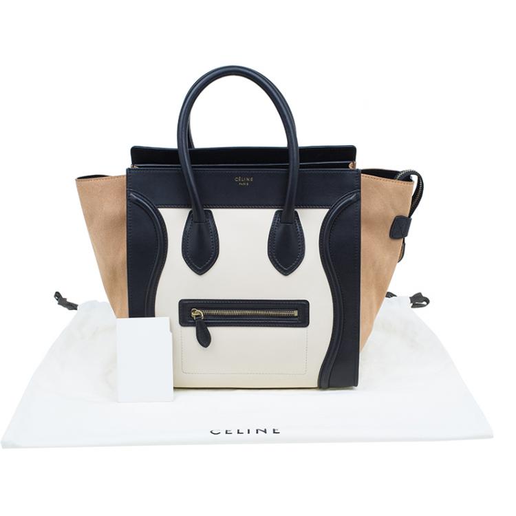 Pre Owned Celine Tri-Color Leather Mini Luggage Tote