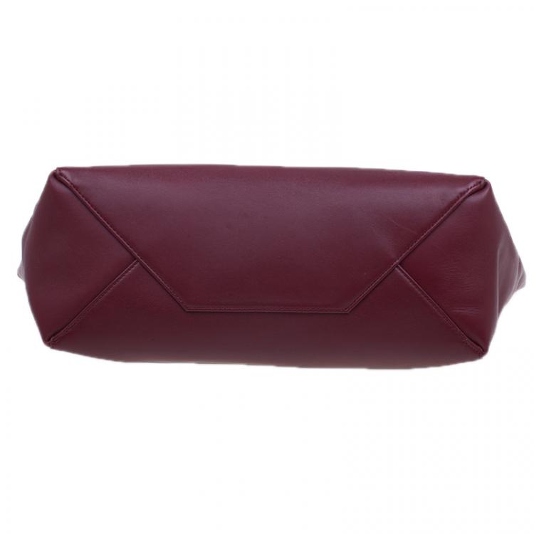 Pre Owned Celine Burgundy Calfskin Leather Large Folded Clutch