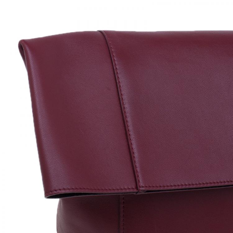 Pre Owned Celine Burgundy Calfskin Leather Large Folded Clutch