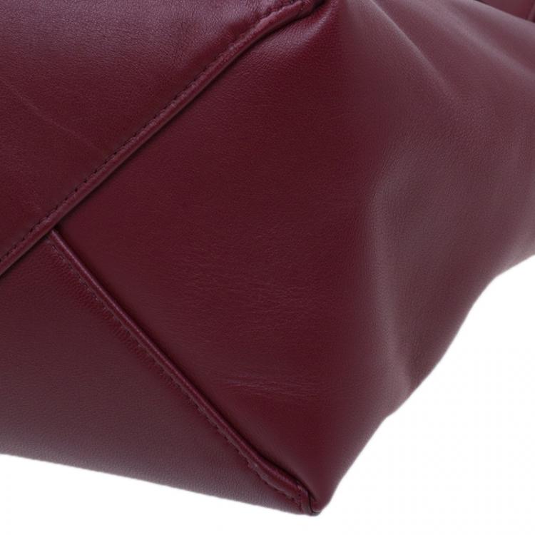 Pre Owned Celine Burgundy Calfskin Leather Large Folded Clutch