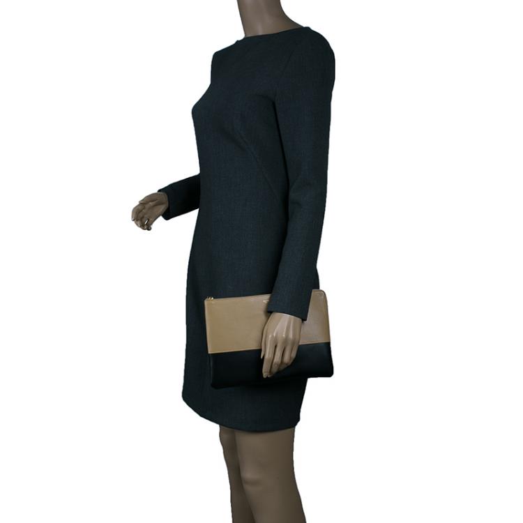 Pre Owned Celine Bi Color Leather Solo Clutch