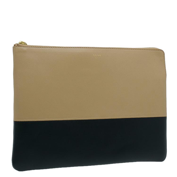 Pre Owned Celine Bi Color Leather Solo Clutch