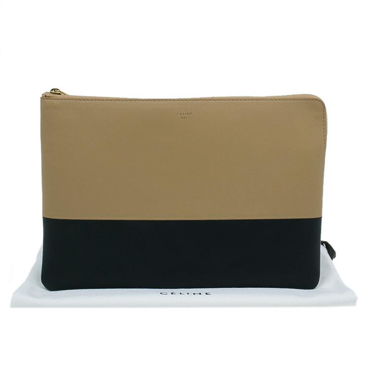 Pre Owned Celine Bi Color Leather Solo Clutch