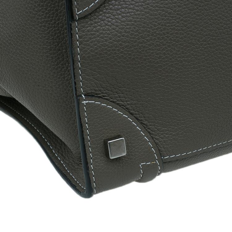 Pre Owned Celine Grey Leather Mini Luggage Tote Bag