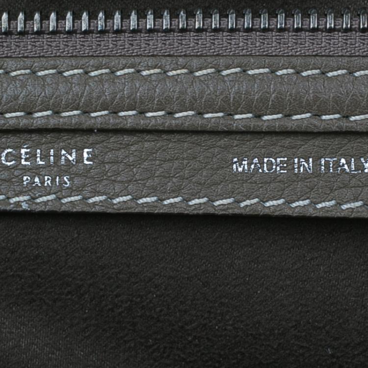 Pre Owned Celine Grey Leather Mini Luggage Tote Bag