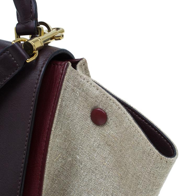 Pre Owned Celine Tri Color Leather/Canvas Medium Trapeze Bag