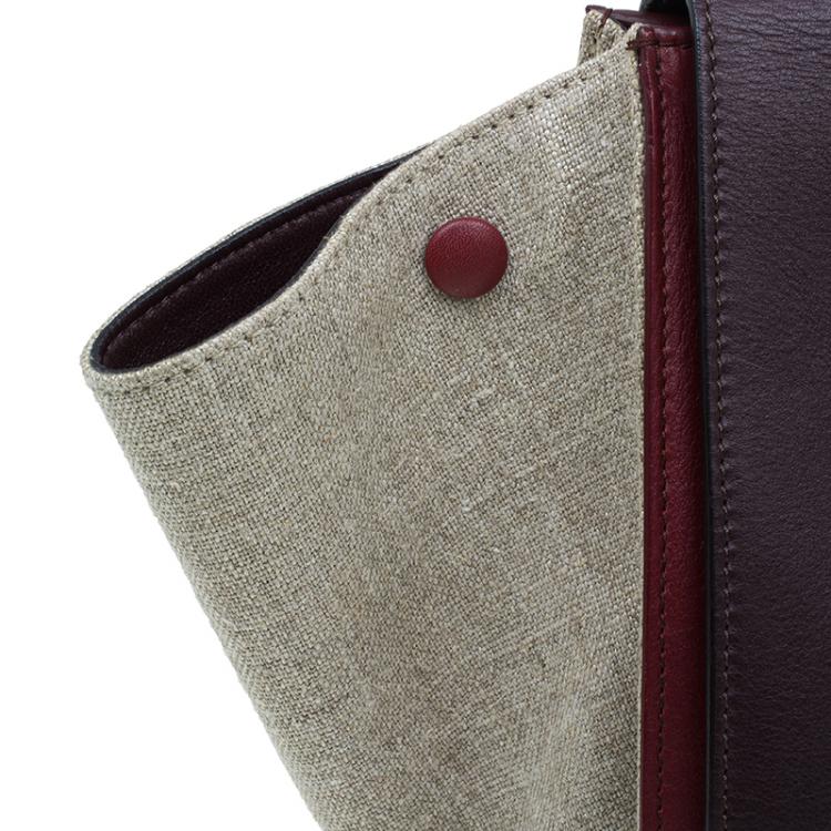 Pre Owned Celine Tri Color Leather/Canvas Medium Trapeze Bag