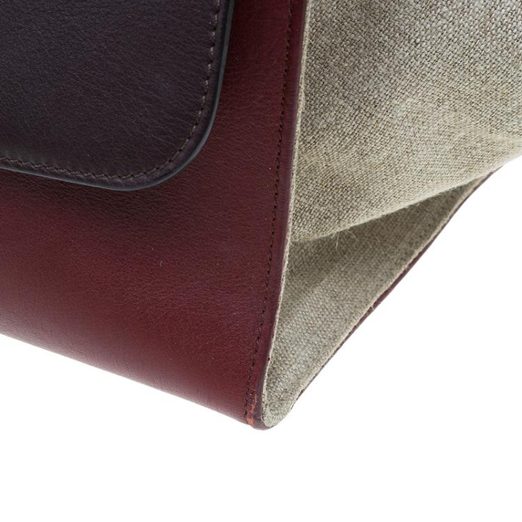 Pre Owned Celine Tri Color Leather/Canvas Medium Trapeze Bag