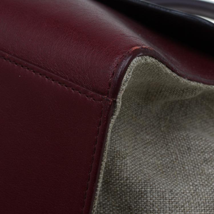 Pre Owned Celine Tri Color Leather/Canvas Medium Trapeze Bag