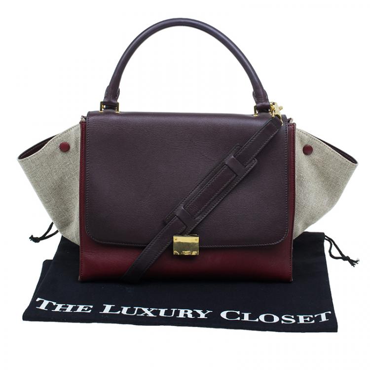 Pre Owned Celine Tri Color Leather/Canvas Medium Trapeze Bag