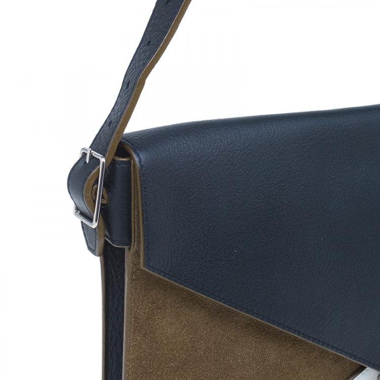 Pre Owned Celine Tricolor Leather and Suede Diamond Clutch Bag