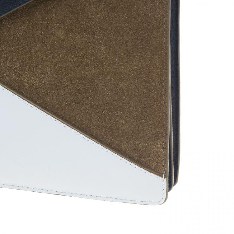 Pre Owned Celine Tricolor Leather and Suede Diamond Clutch Bag