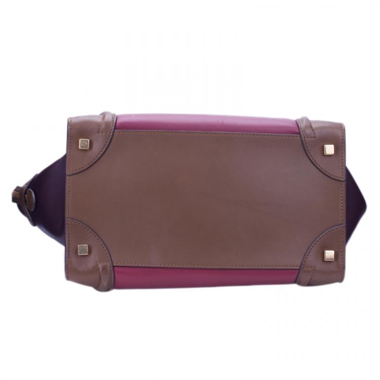 Pre Owned Celine Tricolor Calfskin Leather Mini Luggage Tote 