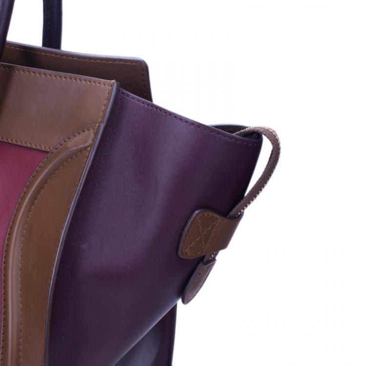 Pre Owned Celine Tricolor Calfskin Leather Mini Luggage Tote 