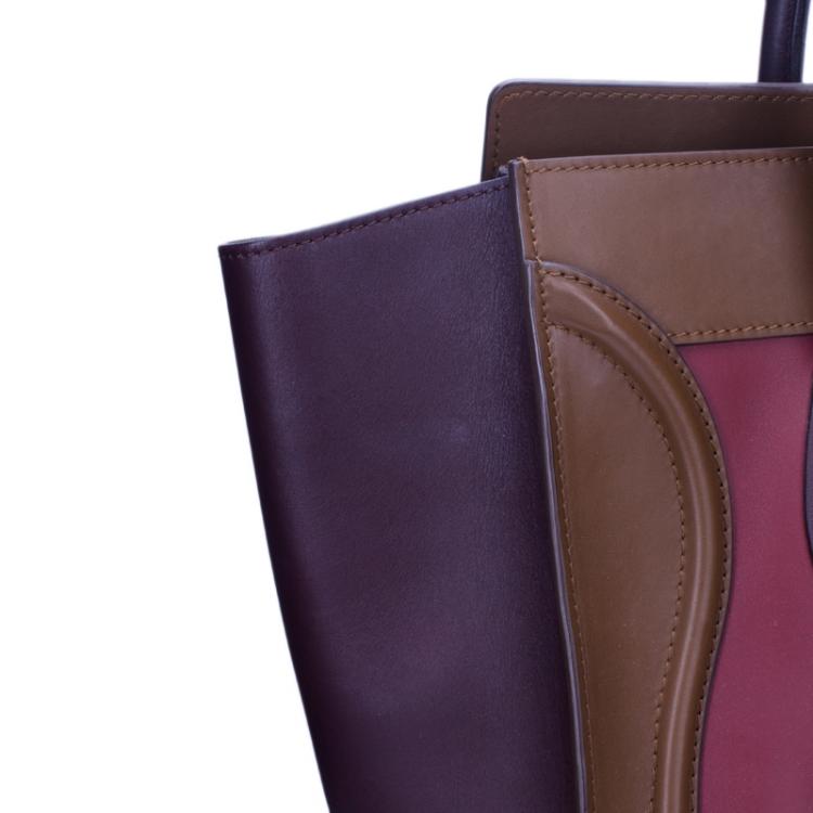 Pre Owned Celine Tricolor Calfskin Leather Mini Luggage Tote 